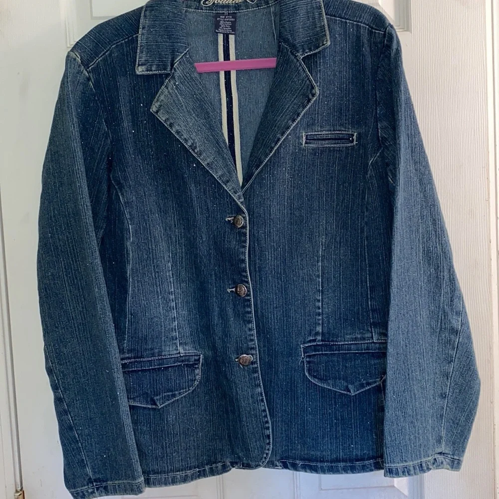 Goddess Blue Jean Jacket with sparkles! 2X - Picture 2 of 9